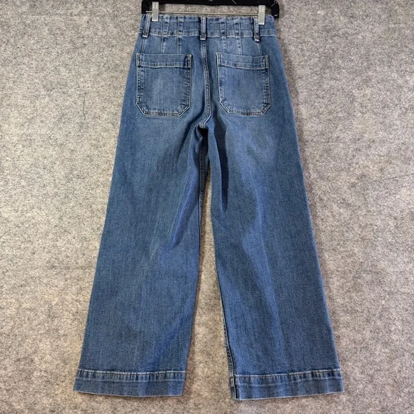 Pilcro Wide Leg Jeans Skipper Blue High Rise Denim Minimalist Size 26 Casual - Picture 11 of 16